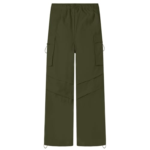 AOWKULAE Girls Cargo Pants Casual Drawstring Jogger Sportswear Parachute Pants2