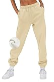 EFAN Sweatpants Women Baggy High Waisted Sweat Pants Fall Clothes Casual Joggers Y2k Aesthetic Warm Trousers with Pockets 2025 Beige S