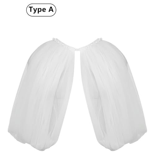 renvena Lace Tulle Shawl Wrap Wedding Dress Cover Up with Faux Pearl Embroidered for Women4