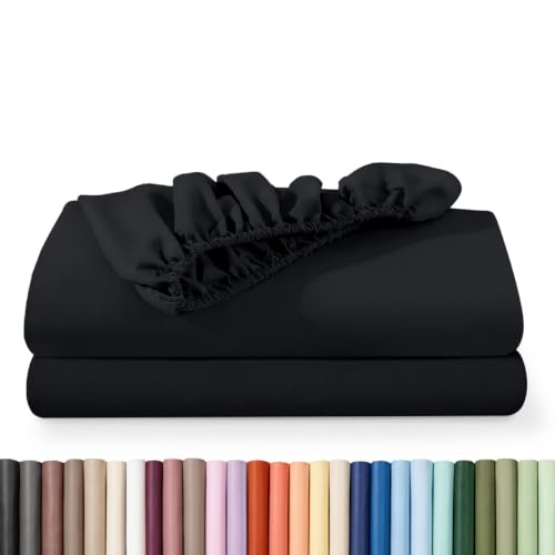 Bare Home 2-Pack Fitted Sheet 1800 Ultra-Soft (King, Black)