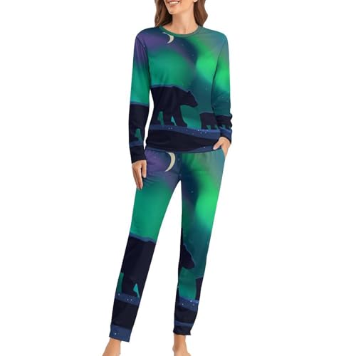 Pyjama femme Ours Polaire Galaxy anti-froid avec pantalon et T-shirt manches longues