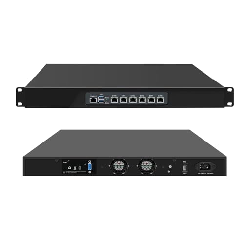 Healuck N100 Firewall Rackmount, 1U 19inch Rack Firewall Appliance, 6 x 2.5GbE i226V LAN, DDR5 8GB RAM 128GB SSD, AES-NI, OPNsense, HD + VGA Dual Display Port, USB 3.0