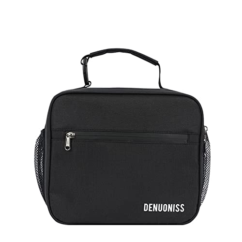 Bolsa de almuerzo portátil de gran capacidad con estampado de cartas/camuflaje, caja de almacenamiento térmica para lonchera, bebidas (negro, 12 x 26 x 23 cm)