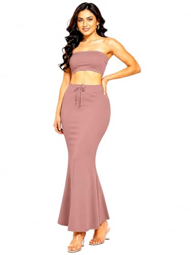 Image of Women's Saree Shapewear Petticoat, Cotton Blend Stretchable Mermaid Skirt, High Waist Tummy Control, Smooth Curve Fit with Adjustable Drawstring