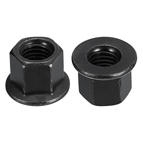 uxcell M12 Flange Hex Nuts, 2pcs Grade 8.8 Carbon Steel Black Oxide Finished Hex Flange Nuts for Machinery