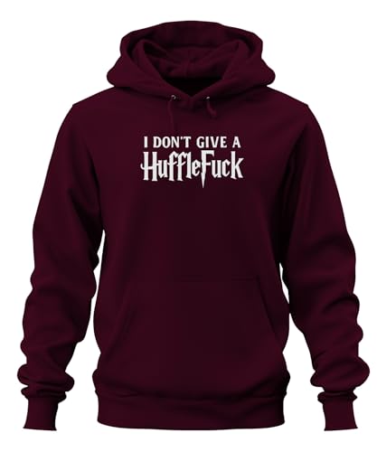 Sudadera con capucha con texto 'I Don't give a Hufflefuck', divertida para Halloween, Harry Potter, regalo para fans de Harry Potter, granate, M