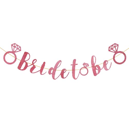 Elegant Bride To Be Banner for Bachelorette Party Decorations Pink Cardboard Sign with Glittering Purple Lettering Adjustable Hanging Design