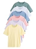 NEXT T-Shirt en Coton Essential Coupe Standard, Lot de 6 Pastels White/Blue/Green/Pink/Yellow/Lilac Purple XL