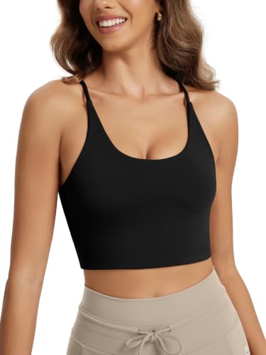 Image of ODODOS Halter Sports Bra for Women Non Padded Strappy Cropped Tops Workout Yoga Crop