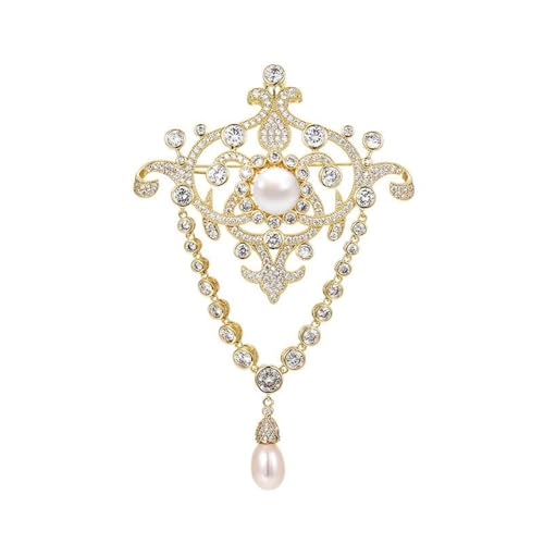 Vintage Rhinestone Brooch Pin for Women Baroque Style Pearl Brooches