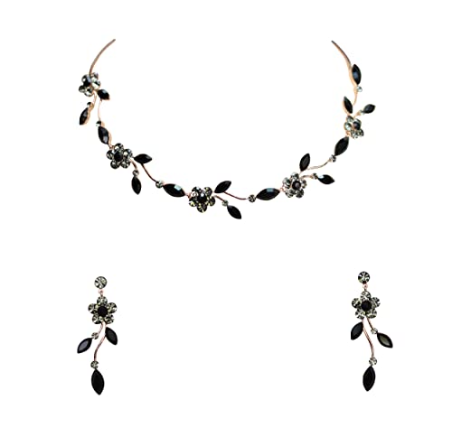 Image of Faship Gorgeous Rhinestone Crystal Floral Necklace Earrings Set