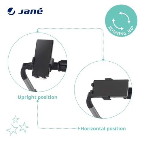 Jané Smartphone-Halterung für Kinderwagen, universell, 360° drehbar, einfache Installation, stabil und sicher
