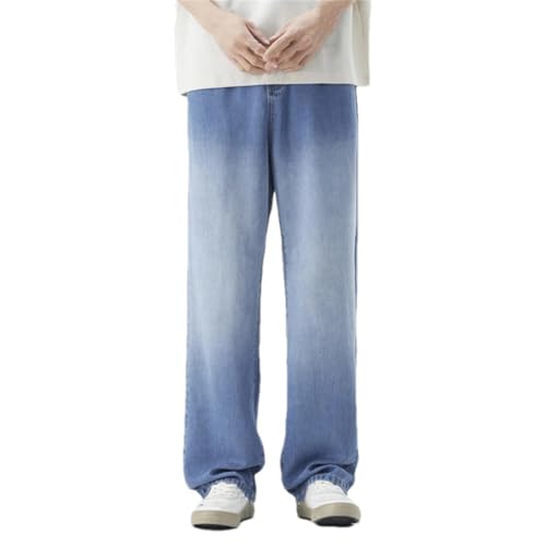 Men's Spring Summer Gradient Denim Jeans Loose Fit Straight Leg Stretch Wide-Leg Casual Trousers