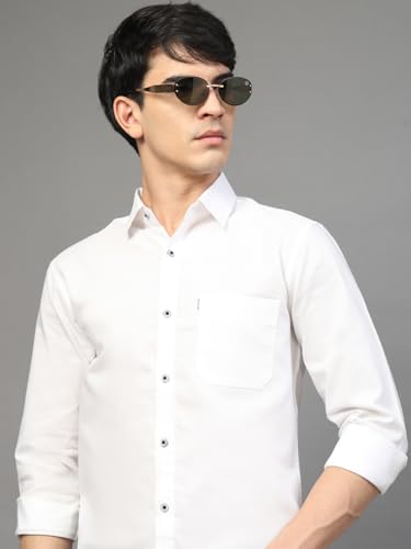 Image of Majestic Man Solid Cotton Casual Shirt - Slim Fit, Full Sleeves, Premium Button Closure