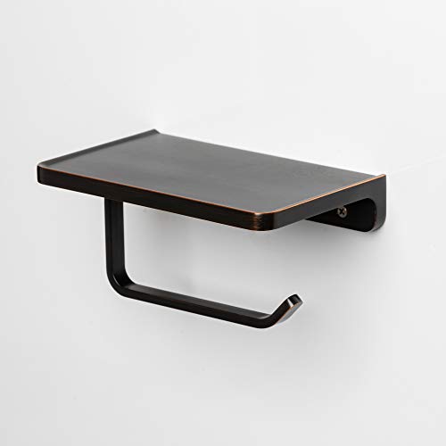 Foto de Linkaa Brone - Soporte de papel higiénico con estante de bronce aceitado, soporte de pared para decoración de baño, soporte para teléfono, accesorios de baño Linkaa estante de almacenamiento para (imagen 5)
