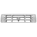 ALMULOO Grill Compatible with 1992-1996 Ford Bronco F150 F250 F350 & 1997 F250HD F350 Plastic(ABS) Front Bumper Silvery Grille Assembly Replacement for FO1200173 F4TZ8200A