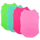Chol&Vivi Dog Shirt Clothes, 4pcs Shirt for Large Size Dog, Blank Pet Cotton Sleeveless Apparel Soft and Lightweight, Tank Top for All Breeds, Light Blue/Green/Pink/Rose Red, XXX-Large