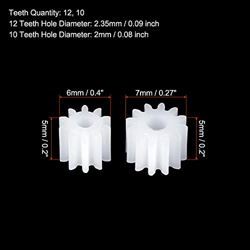 Image of MECCANIXITY Plastic Gear Wheel 10 Teeth 12 Teeth for Motor Gearbox Shaft Pack of 1 Set