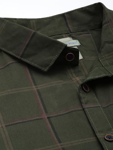 Image of Majestic Man Men Comfort Slim Fit Checked Pure Cotton Half Sleeve Casual Shirt