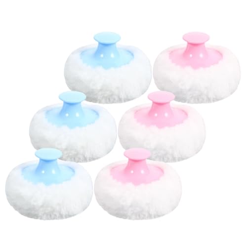 VANZACK Borlas de Polvo Suaves para 6 Piezas, Aplicador Esponjoso de Polvos Sueltos, Almohadilla de Belleza Portátil en Colores Azul Claro y Rosa, Adecuado para Cuidado y Protección