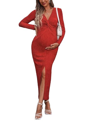 Havejoy Vestito Donna Elegante Lungo Premaman Maxi Abiti da Cerimonia