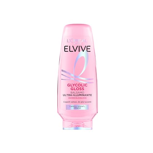 L'Oréal Paris Elvive Glycolic Gloss Balsamo, Capelli Lucenti e Morbidi Fino a 48H, Effetto Specchio con Acido Glicolico, Per Capelli Spenti e Opachi, 250ml
