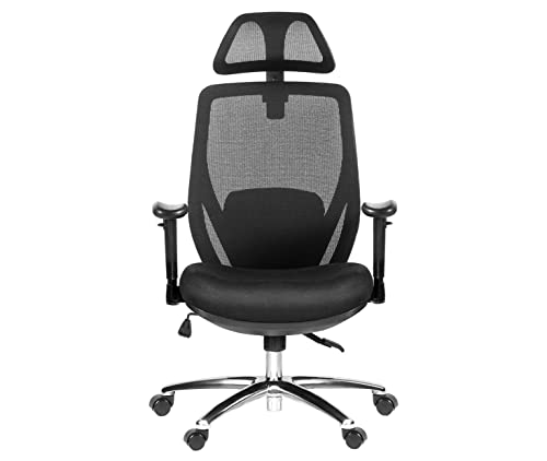 NOVELLAND Ergonomic Office Chair Back Support, Mesh Office Chair with Lumbar Support, High Back Home Office Chair with Headrest, Adjustable Office Chair Adjustable Arms (Black) NOVELLAND Ergonomic Office Chair Back Support, Mesh Office Chair with Lumbar Support, High Back Home Office Chair with Headrest, Adjustable Office Chair Adjustable Arms (Black)