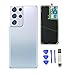 Galaxy S21 Ultra Back Glass Battery Cover for Samsung Galaxy S21 Ultra with Camera Lens and Pre-Install Tape + Tools (Phantom Sliver)