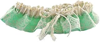 ''Handmade''Ivory and green Garter, Bridal or prom garter, Country chic garter, Green and ivory lace lingerie, Rustic rope garter, Keepsake toss garter