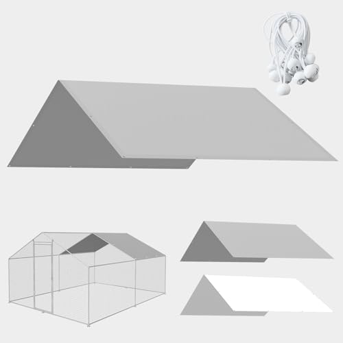 Capa para galinheiro, capa de corrida de galinheiro de 39 x 17 m com cordões elásticos de bola, pano