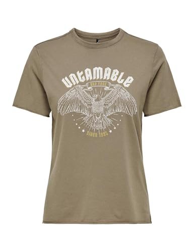 ONLY Damen ONLLUCY REG S/S JRS NOOS Top, Walnut/Print:untamable,XS – Ansicht 1