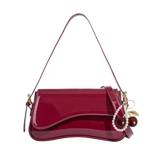 AOIR Red Purses for Women Trendy Y2K Faux Leather Clutch Purse with Cherry Pendant Crossbody Shoulder Bag and Handbags