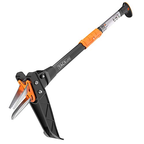 TACKLIFE Weed Puller, Handled Weeding Tool for Garden Lawn, 3.25-Feet Lightweight Stainless Steel Tool and Plastic Handle,Ideal for Permanently Removing Weeds, Orange/Black-GSW1A