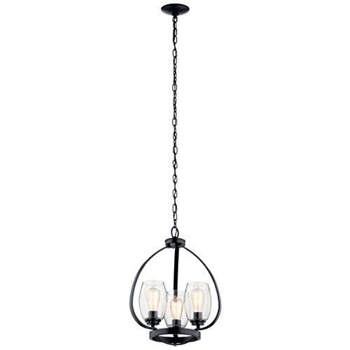 Kichler Tuscany 21" 3 Light Mini Chandelier with Clear Seeded Glass in Black