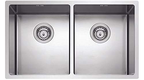 Lavello cucina Plados SL7420 in acciaio inox satinato a due vasche per installazione Sottotop