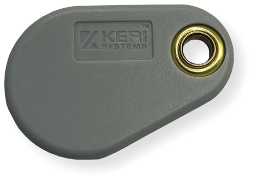 Keri Systems PKT-10X Pack of 10 Proximity Key Fobs, Durable Access Control Key Tag, Ergonomic Key Ring Tag, Compatible with PXL-250 PXL-500 Controllers