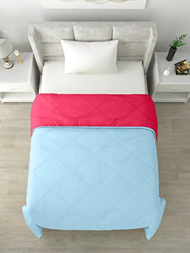 Image of Clasiko Reversible Single Bed Comforter; 60x90 Inches; 200GSM; Aqua Blue & Pink