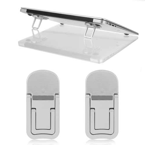 CIATBYYJ 2 Pcs Portable Keyboard Riser, Computer Keyboard Stand for Desk with Adjustable Angles, Keyboard Riser Feet Ergonomic Keyboard Accessories for Most Keyboards, Laptop (Silver)