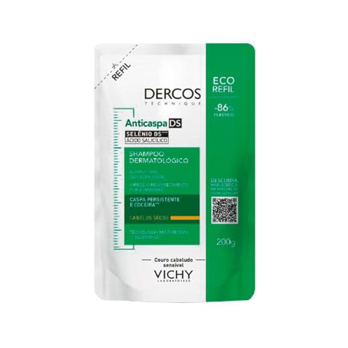 Vichy Dercos DS Refil Shampoo Anticaspa, Tratamento para Cabelos Secos, Elimina 100% da Caspa Visível, Alivia a Coceira e Previne o Reaparecimento por 6 Semanas, 200g