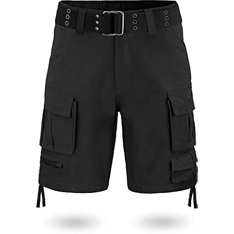 normani Herren Bermuda Vintage Shorts Cargoshorts mit Gürtel aus ökologischer Bio-Baumwolle Farbe Schwarz Größe L/52 Cover
