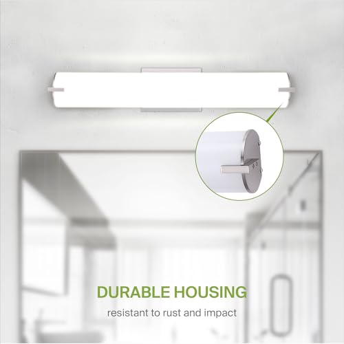 Image of ASD LED 24 inch Vanity Wall Mount Light Fixture, Linear Bathroom Lighting Bar | 3CCT, Dimmable, Energy Star, ETL Listed | 25W 1950LM 3000-5000K 120V | Long Tube Bath Sconce Over Mirror | Nickel, 4 Pack