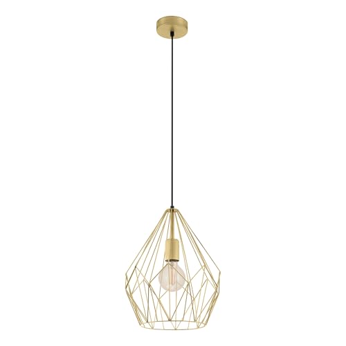 EGLO Pendellampe Carlton, 1 flammige Vintage Pendelleuchte, Retro Hängelampe aus Stahl, Farbe: gold, Fassung: E27 1 EGLO Pendellampe Carlton, 1 flammige Vintage Pendelleuchte, Retro Hängelampe aus Stahl, Farbe: gold, Fassung: E27