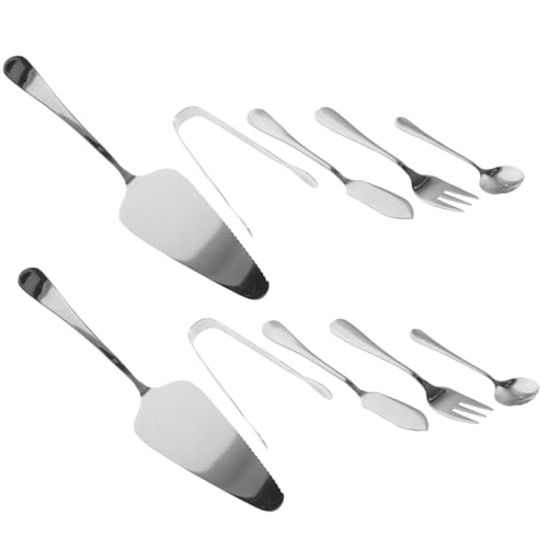 SECFOU 16pcs Cake Serving with Tongs Forks and Spoons for Parties Weddings and Desserts Easy to Clean for All Occasions