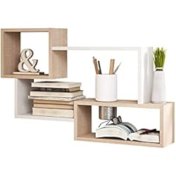 Banak Estanteria Pared Selsey Panel de Pared Kassi Grande Color Sonoma Claro/Blanco Mate