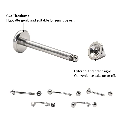 BLISI G23 Solid Titanium Eyebrow Piercing Jewelry, Gokd Black Rose Gold Silver Pink Rainbow Eyebrow Rings 16G Curved Barbell,Tiny Vertical Labret Lip Jewelry Rook Piercing Jewelry for Women and Men3