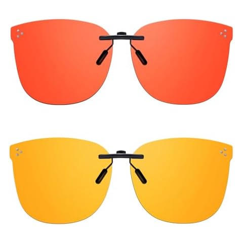 DreamCalf 2 Pack Clip On Blue Light Blocking Glasses Fit Over Prescription Glasses for Women Men Cover