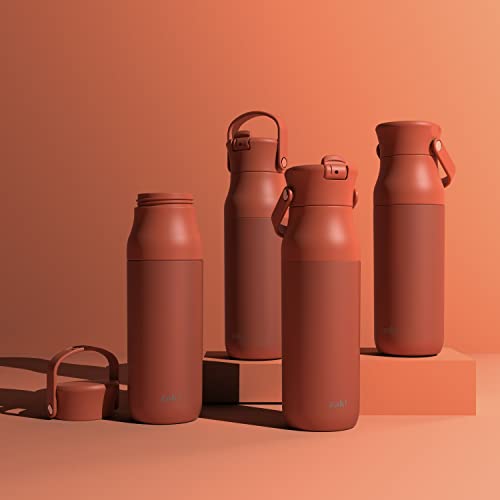 Image of Zak Designs Harmony Water Bottle for Travel or At Home, 32oz Recycled Stainless Steel is Leak-Proof and Vacuum Insulated with Chug Opening and Carry Handle (Sienna Red)
