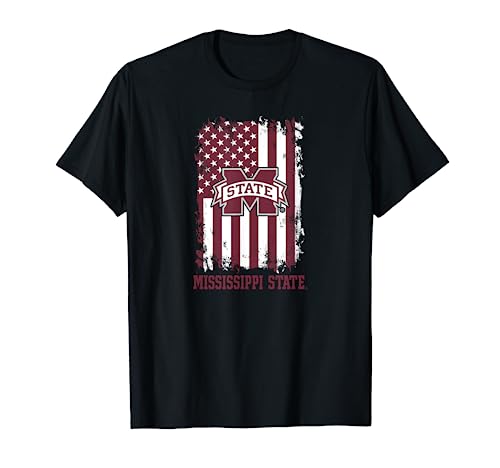 Mississippi State Bulldogs Patriotic Retro American Flag T-Shirt
