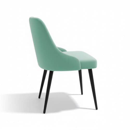 Image of Finch Fox Taskpro Modern Unique Velvet Upholstered Seating Living Room Dining Chair with Black Metal Legs in Pista Color