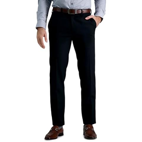 Louis Raphael Men's Slim Fit Stretch Premium Gabardine Dress Pant, Black Cover